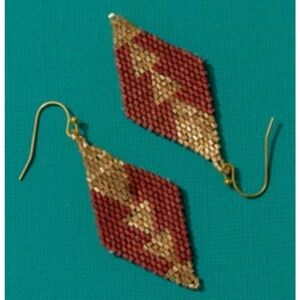 Geometric Gold and Pink Beaded Earrings